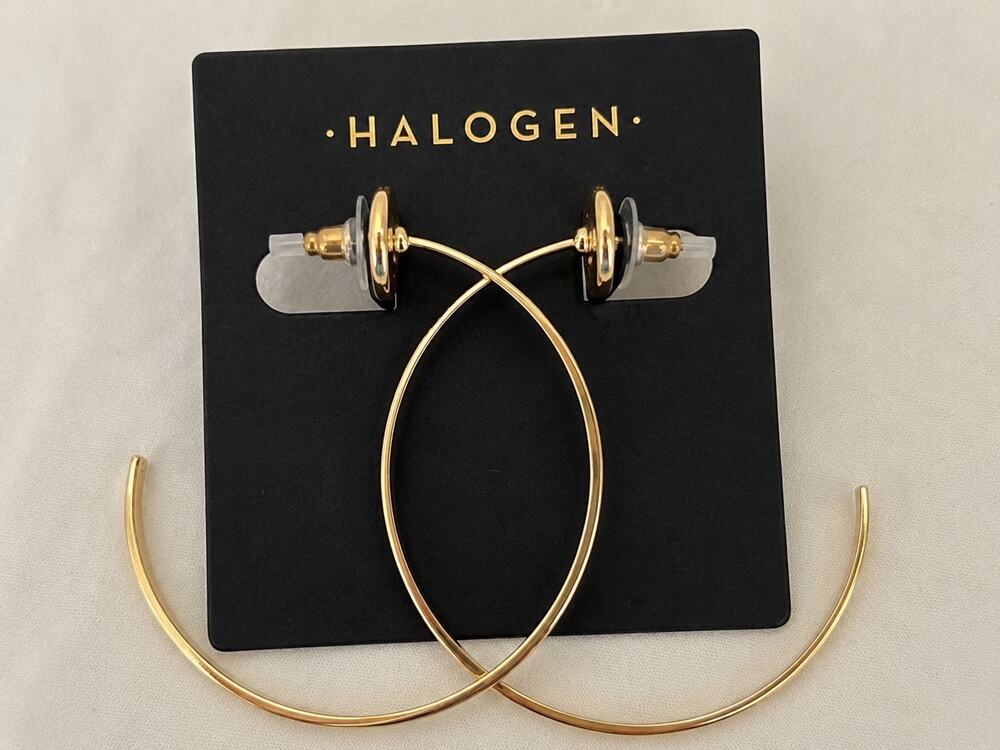 Halogen Circle Post Hoop Earrings | Gold Tone | NWT